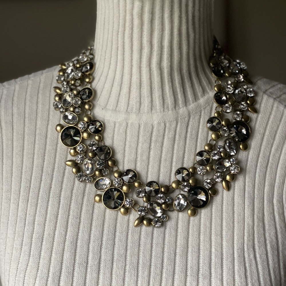 Crystal and brass statement necklace